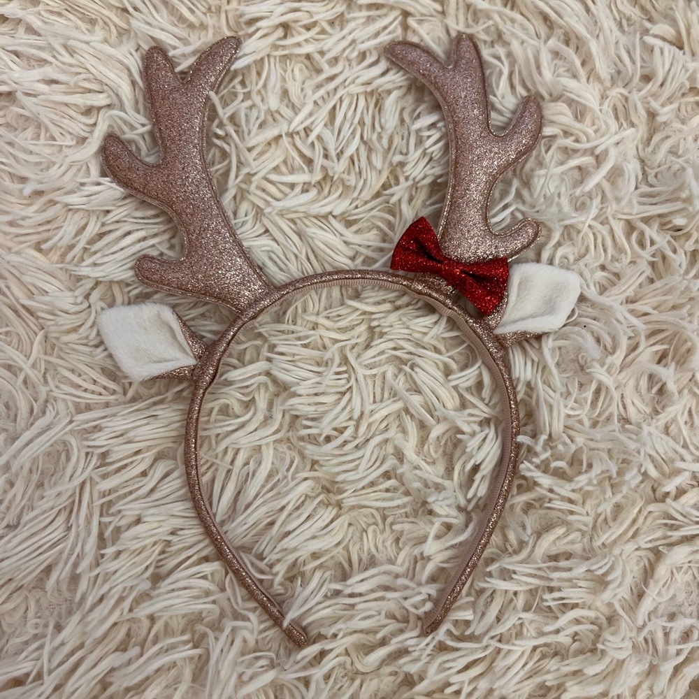 Girls Gold Glitter Reindeer Headband, one size fits all.